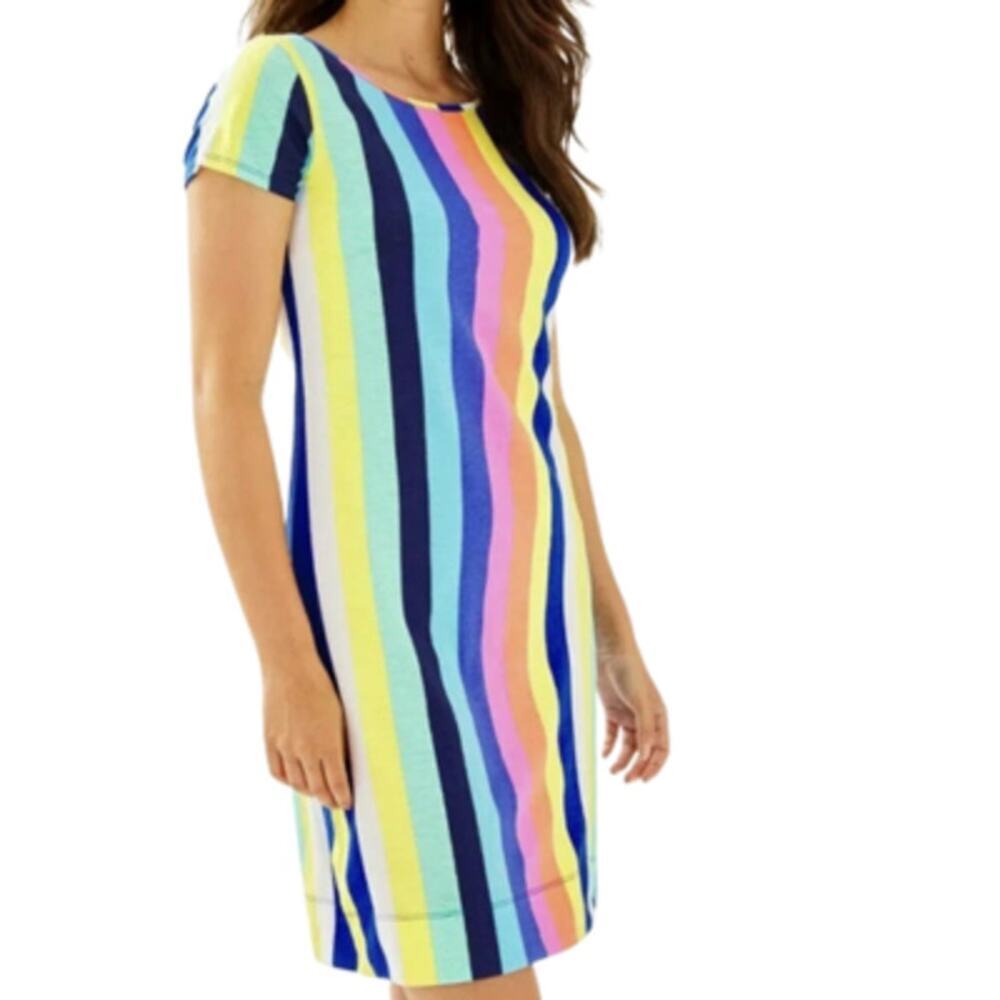 Lilly Pulitzer Marlowe Short Sleeve Dress Lilly's Rainbow Stripe Size XXS